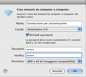 Connessione ad hoc - Mac OSX Leopard
