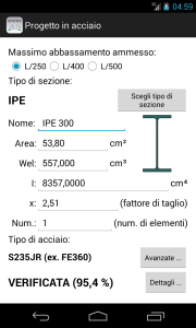 Statics per Android - Progetto in acciaio