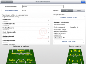 iFootballTV - impostazione formazione